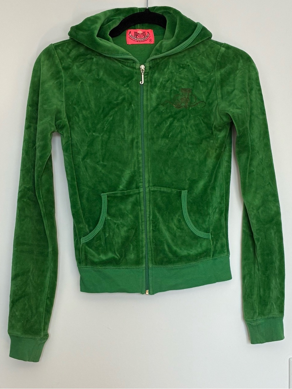 Vintage 2000s Y2K Juicy Couture Velour Green Zip-Up Hoodie Jacket Size small